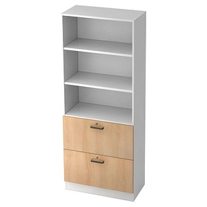 HAMMERBACHER Regalschrank Haziender, V7300/W/E/SG weiß, eiche 80,0 x 42,0 x 200,4 cm, 1 St.